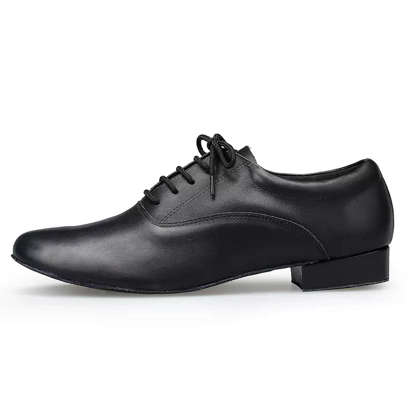 Men Prom Party Ballroom Latin Tango Modern Salsa Dance Shoes Black Leather Samba Rumba Jazz Soft Suede Heels Shoes EU39-45