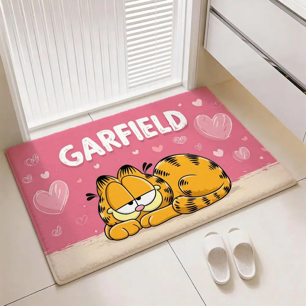 Classic Comic Cat G-Garfields Floor Mat Soft Thickened Flannel Door Mat Non-Slip Living Room Rug Home Decor