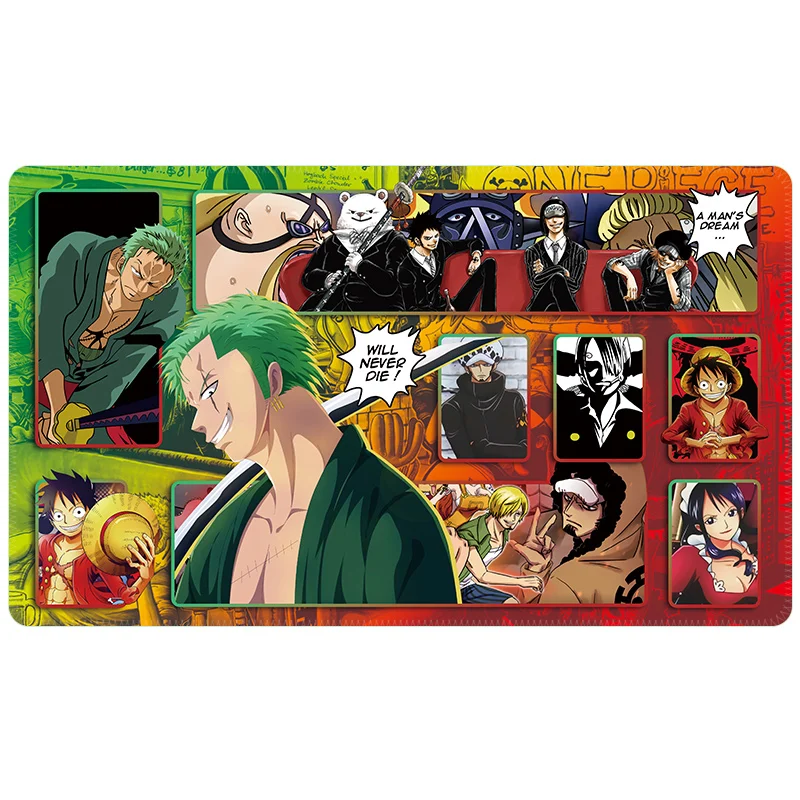 Jednoczęściowa podkładka do kart OPCG Luffy Zoro Sanji Yamato Law DIY DIY postaciami z gry do Anime 600x350mm mata do kart bitewnych dla jednego