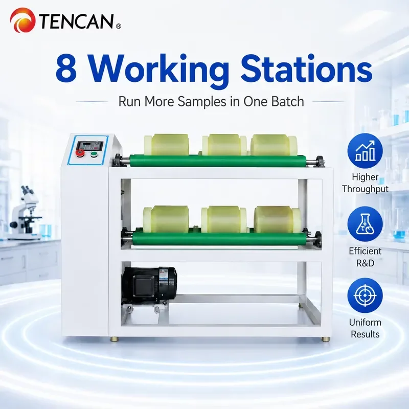 i TENCAN GQM-8 Eight-Station Jar Mill Multi-Sample High-Efficiency Powder Grinding Mixing Machine with Digital Timer
