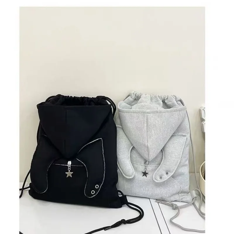 

Корейские дизайнерские женские рюкзаки, универсальный рюкзак на шнурке, толстовка, шляпа, сумки, школьная сумка с крыльями ангела, простая многофункциональная сумка