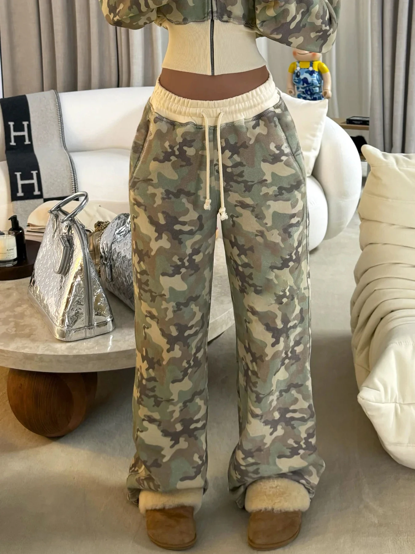 Weekeep Camouflage Print Sweatpants y2k Streetwear Low Rise Baggy Casual Pants for Women Korean Fashion Hippie Trousers Vintage