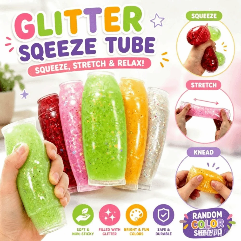 Funny Random Color Squeeze Simulation Toothpaste Relaxing Fidget Glitter Soft Toothpaste Squeeze Party Gift