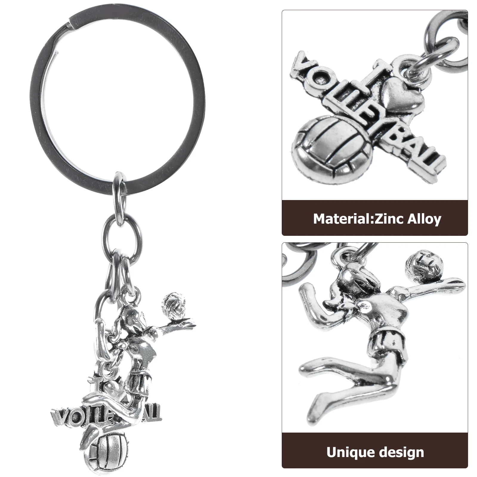 1 PCS Volleyball Keychain Team Sports Charm Fashionable Decorative Pendant Zinc Alloy Ideal Gift for Volleyball Fans