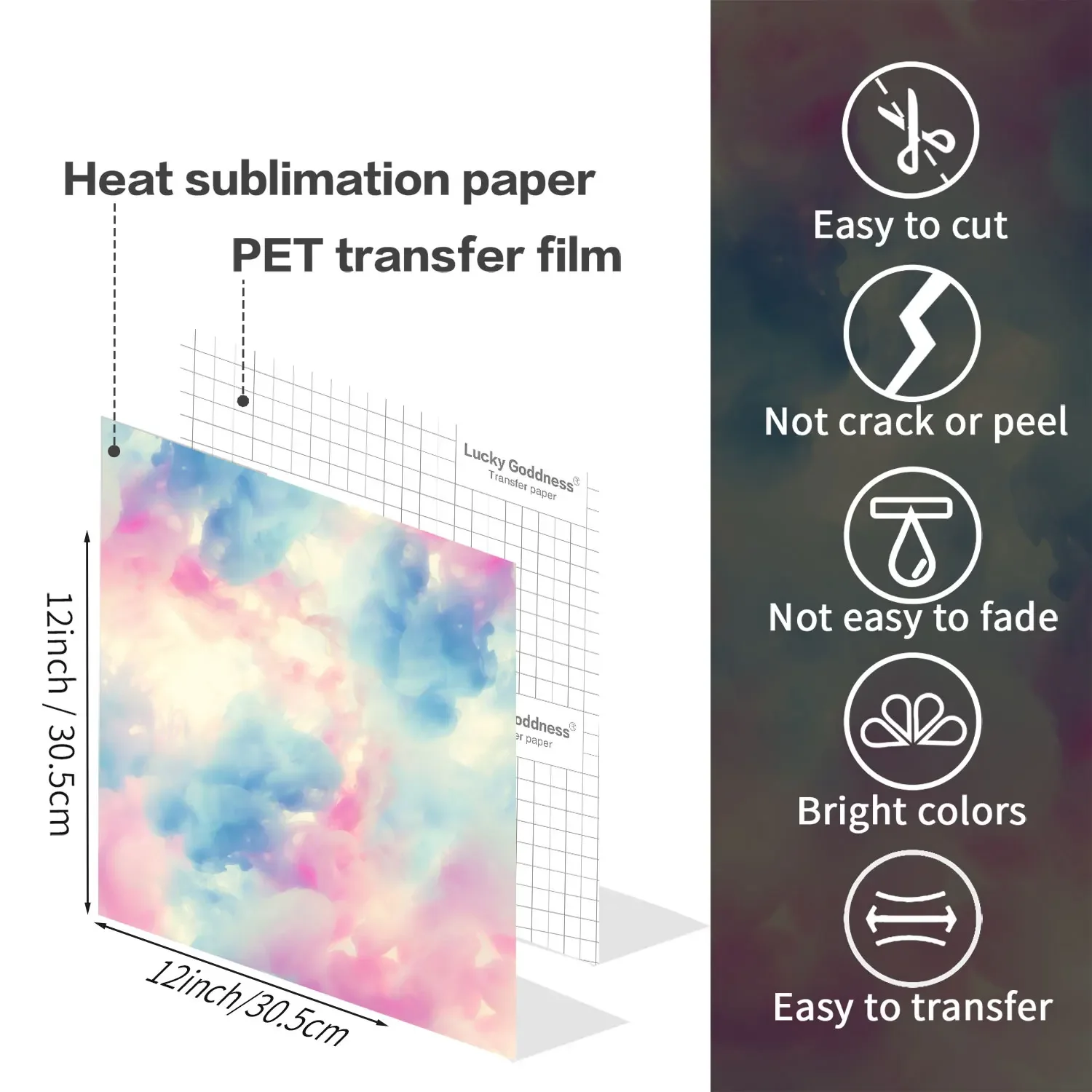 WOWOCUT hoja de tinta de transferencia Infusible, papel de transferencia de calor de galaxia, hoja de sublimación de arco iris para máquina,