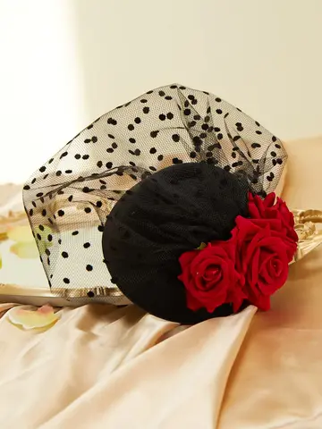 꽃 메쉬 매혹적인 모자 머리 장식 신부 헤어 액세서리 멋진 머리 장식 여성용 더비 모자 여성용