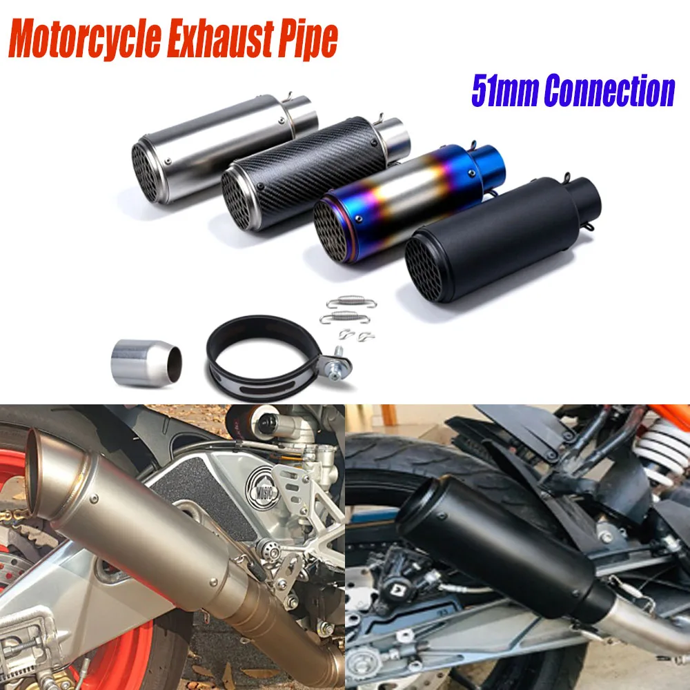 51mm Motorcycle Exhaust Pipe Universal Connector 51mm SC Tailpipe Straight-Through Carbon Fiber Model for YAMAHA