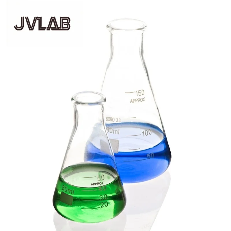 Triangular Conical Flask Silicone Stopper–50-3000 Milliliters High Borosilicate Glass Bell Mouth Scale High Pressure–JVLAB