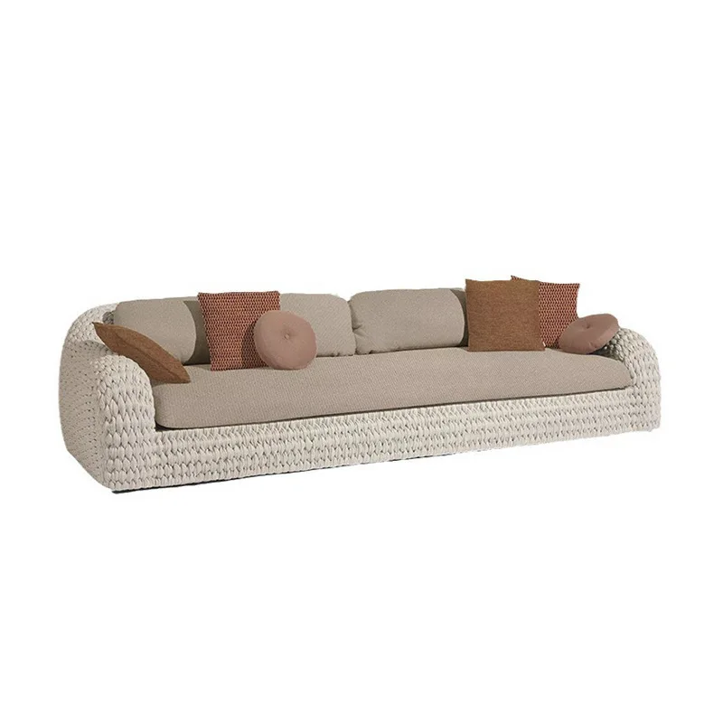 

Outdoor sofa leisure terrace courtyard log color rattan
