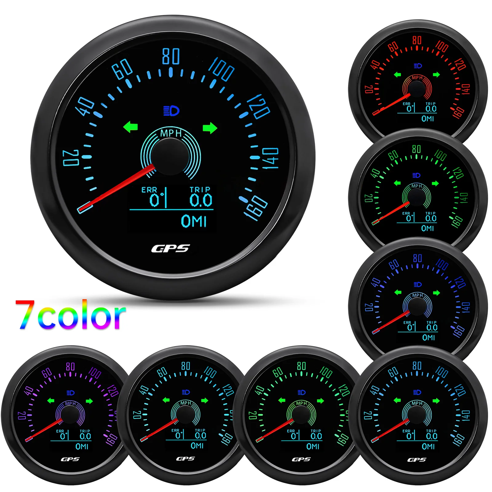 Waterproof 3 IN 1 GPS Speedometer 0-160 MPH Odometer Gauge With Antenna Speed Meter Trip ODO COG 85mm Holder for Car Truck Boat