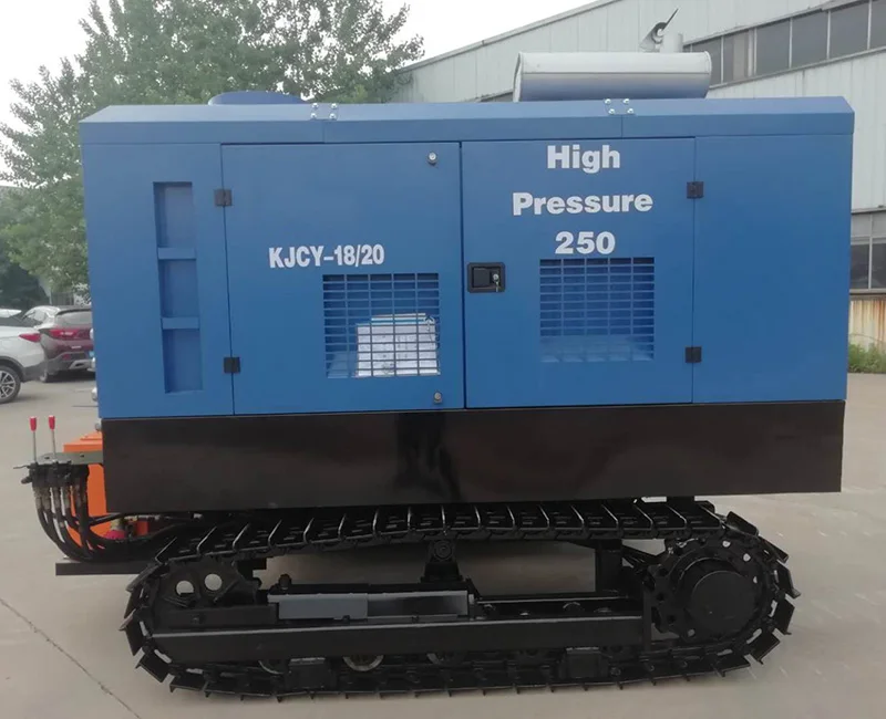 Compressor de ar de parafuso diesel montado em esteira rolante portátil 20bar para perfuração de poço de mineração