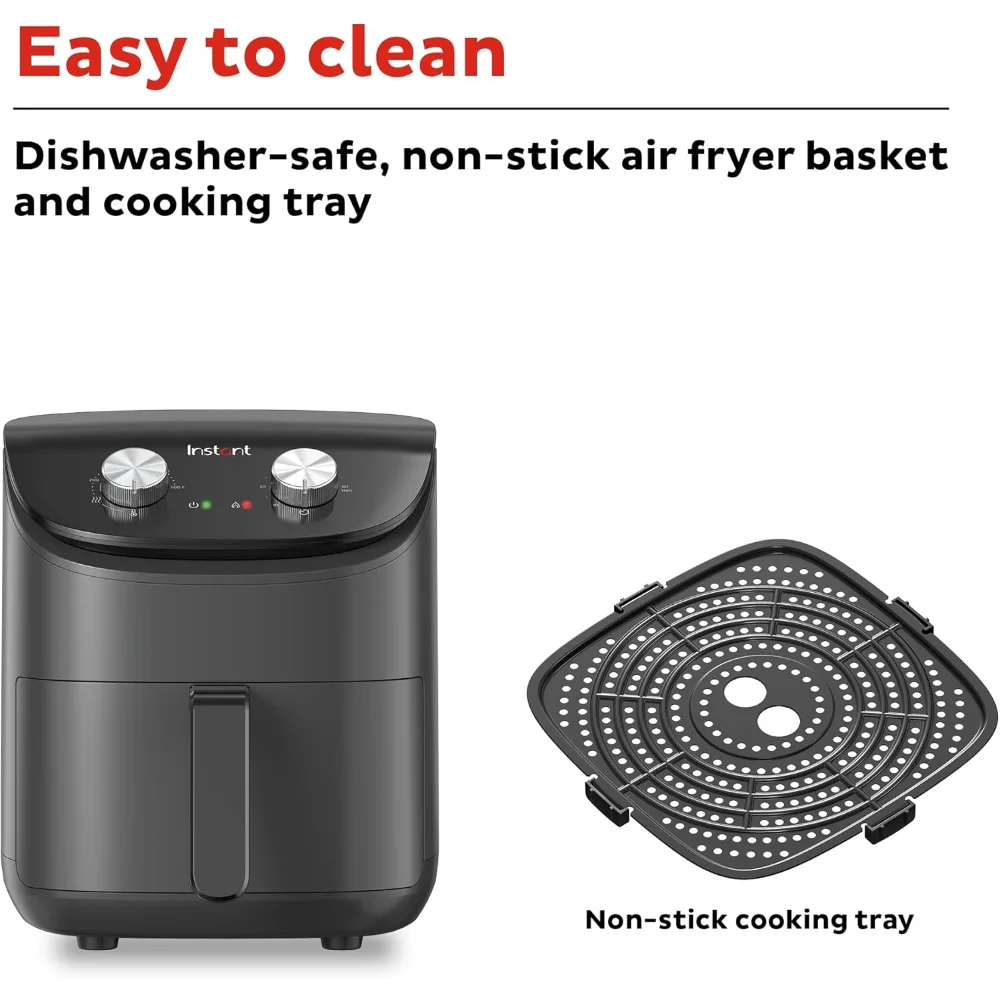 4QT Air Fryer with EvenCrisp Technology that Crisps and Reheats, Easily Adjust Time & Temperature For Quick Meals