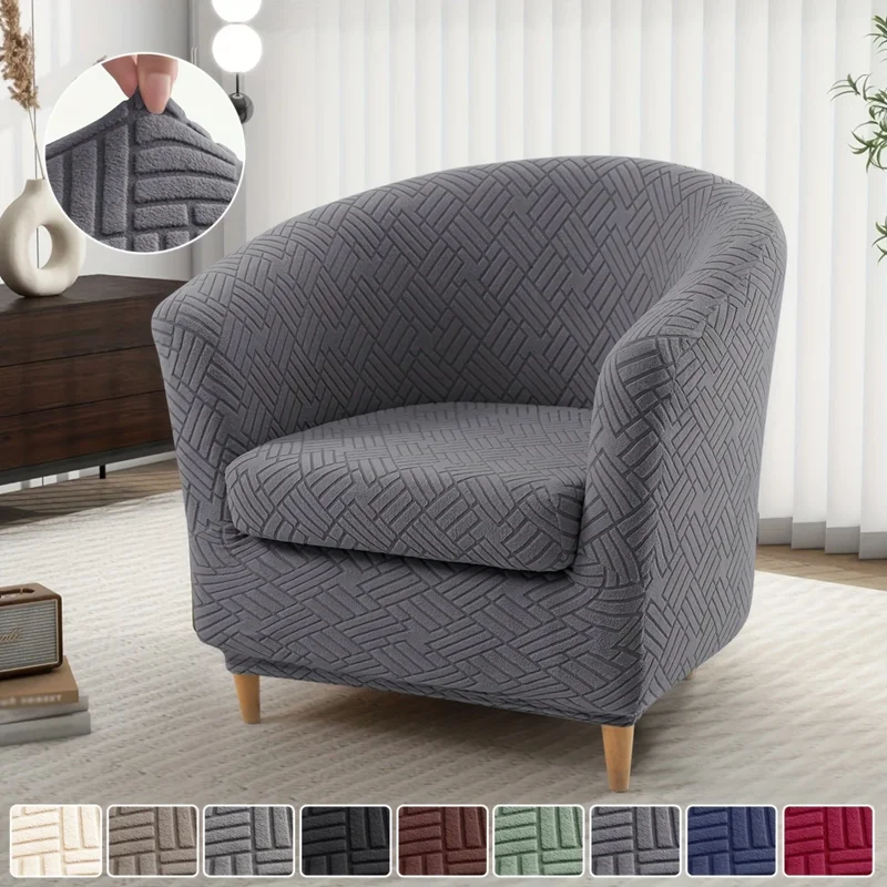 

Nordic Elastic Bath Tub Armchair Covers Jacquard Stretch Single Sofa Cover Anti-dirty Accent Chair Cover Home Hotel Bar Counter