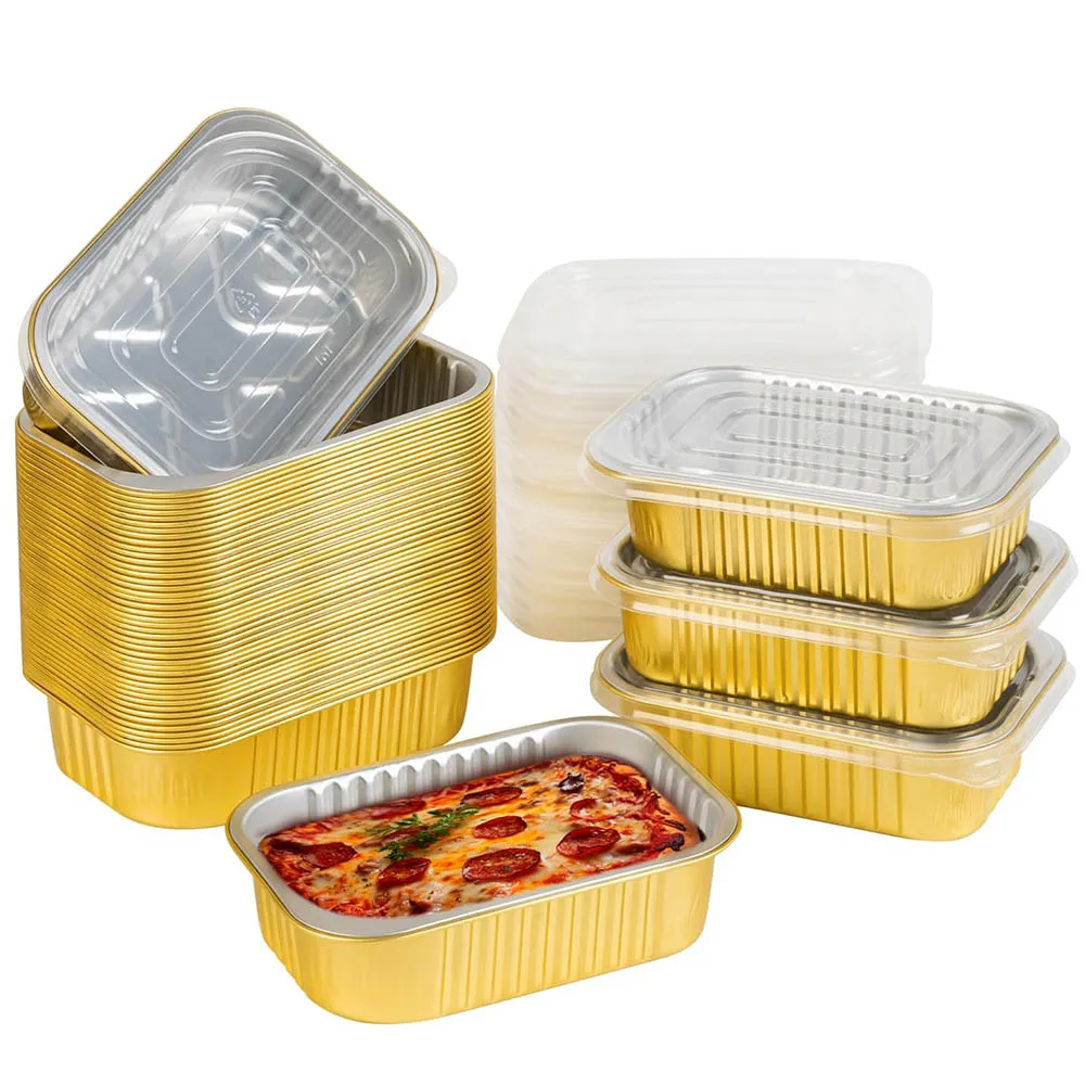 

Маленькие алюминиевые формы с крышками для тяжелых условий эксплуатации, контейнеры для пищевых продуктов из мелковой фольги, одноразовые формы из оловянной фольги для выпечки, приготовления еды, морозильной камеры, слежения