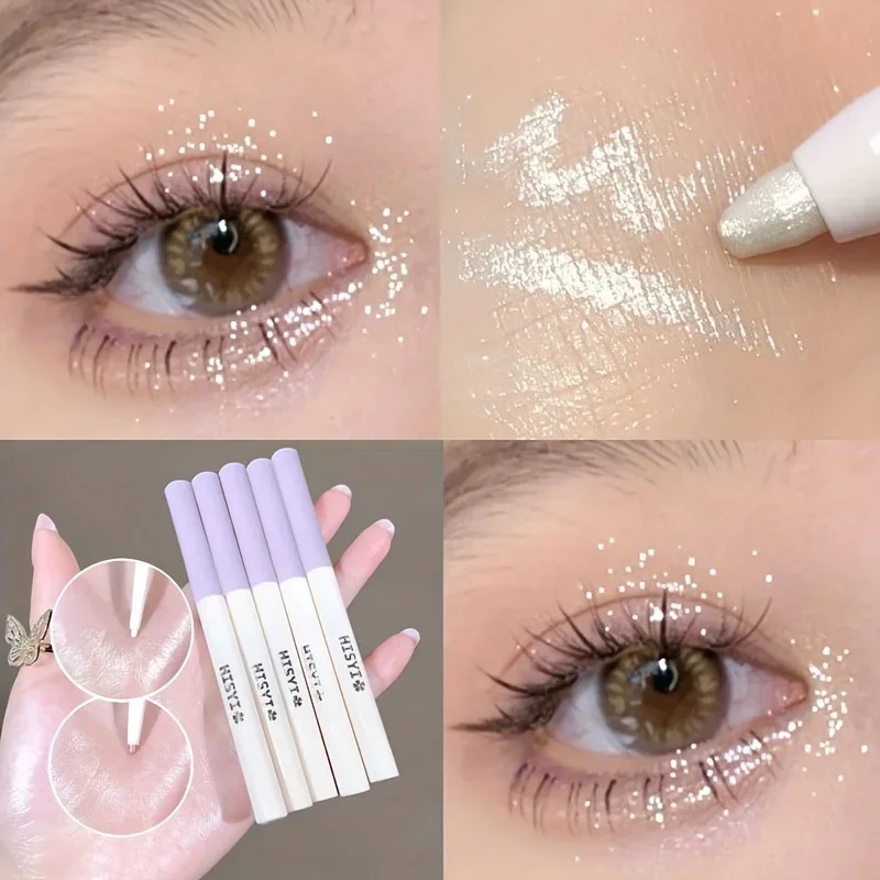 Glitter Highlighter Eyeliner Pen 3D Facial Makeup Pearly White Sliver Diamond Brightening Eyelid Under Crease Eyeshadow Stick