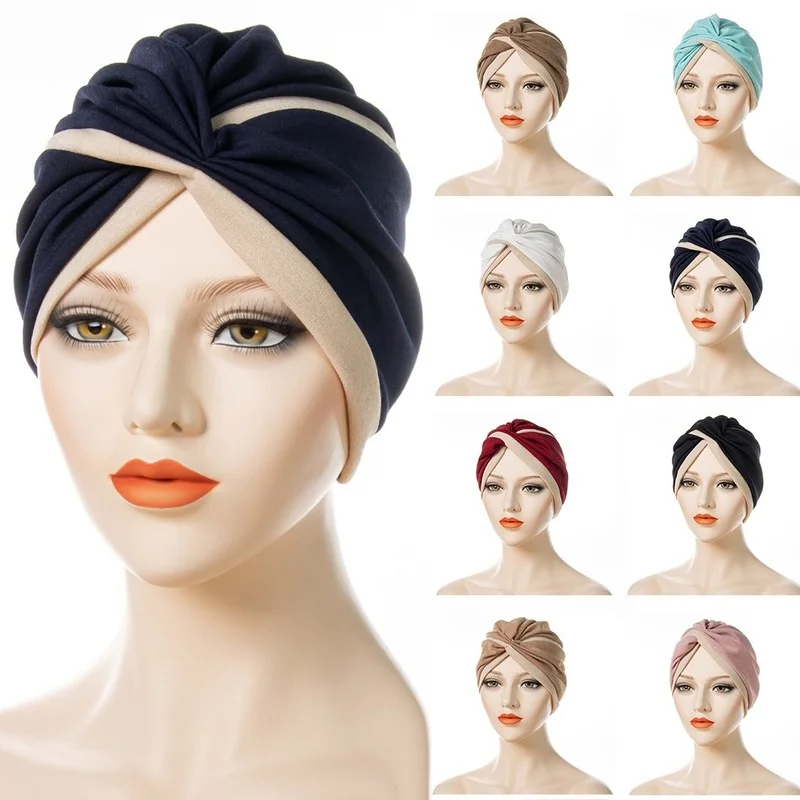 Bonnets Muslim Turban Hijabs Wuman Hat New Fashion Pure Color Simple Style Women's Cap Europe And The United States Hot Headgear