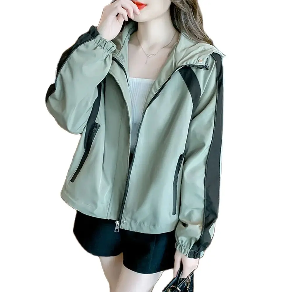 

Spring And Autumn Coat 2024 New American Hooded Storm Coat Women's Fashion Short Loose Casual Jacket Tide.