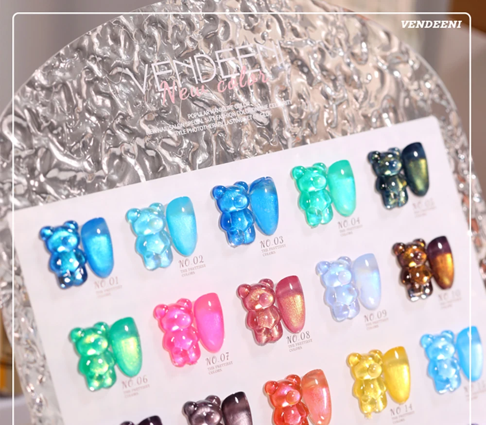 Vendeeni TPO HEMA FREE 24 Farben/Set Meerjungfrauen-Muschel Jelly Gel Nagellack Aurora Transparent UV Soak Off Gel Lack mit Display – Detail 3