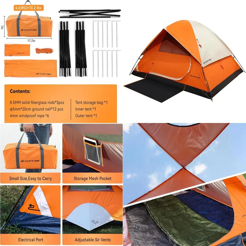 

Ветрозащитная палатка для кемпинга на 4 человека для пеших прогулок, походов и семейных приключений с сумкой для переноски