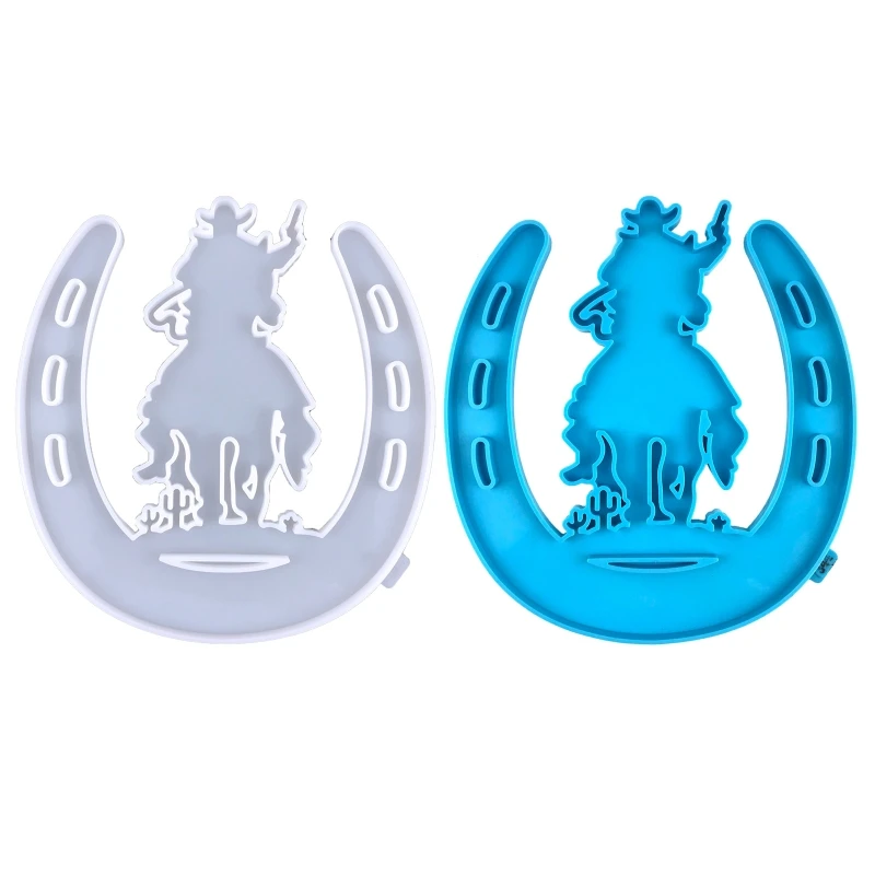 

Wall Hanging Resin Moulds Horseshoe Silicone Moulds Epoxy Resin Cowboy Rider Mould for DIY Craft Christmas Home Decor