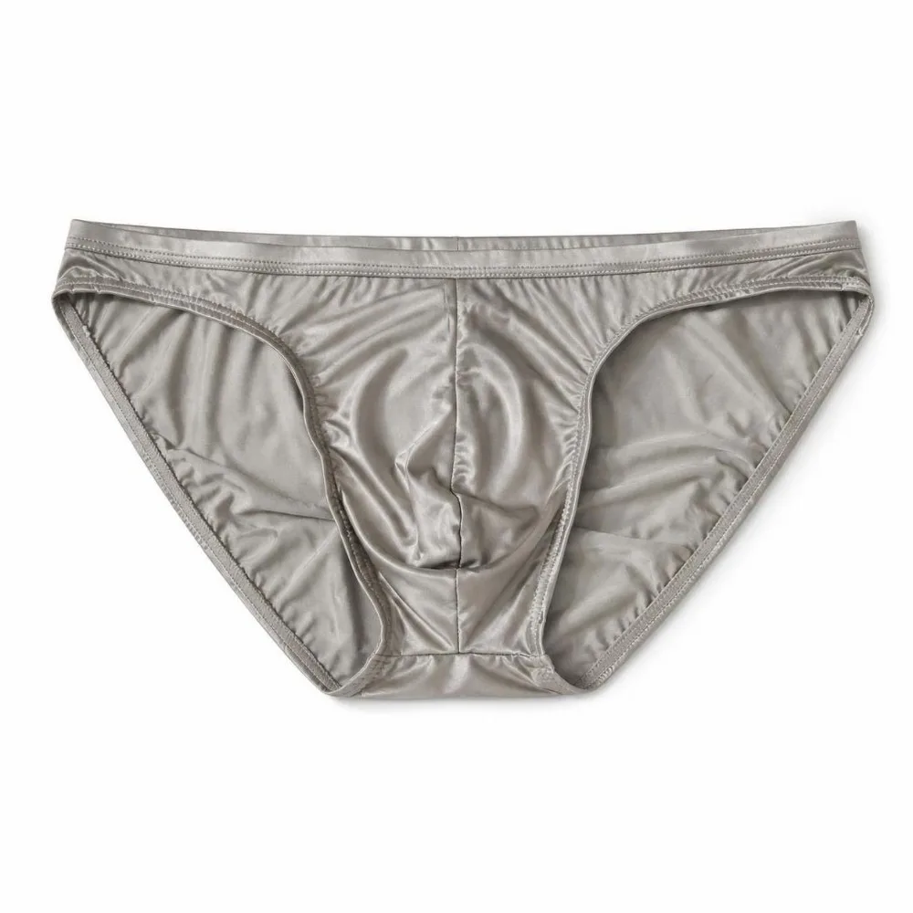Simple Smooth Men's Underwear Low Waist Bulge Pouch Triangle Briefs Breathable Lingerie Ice Silk Briefs Summer