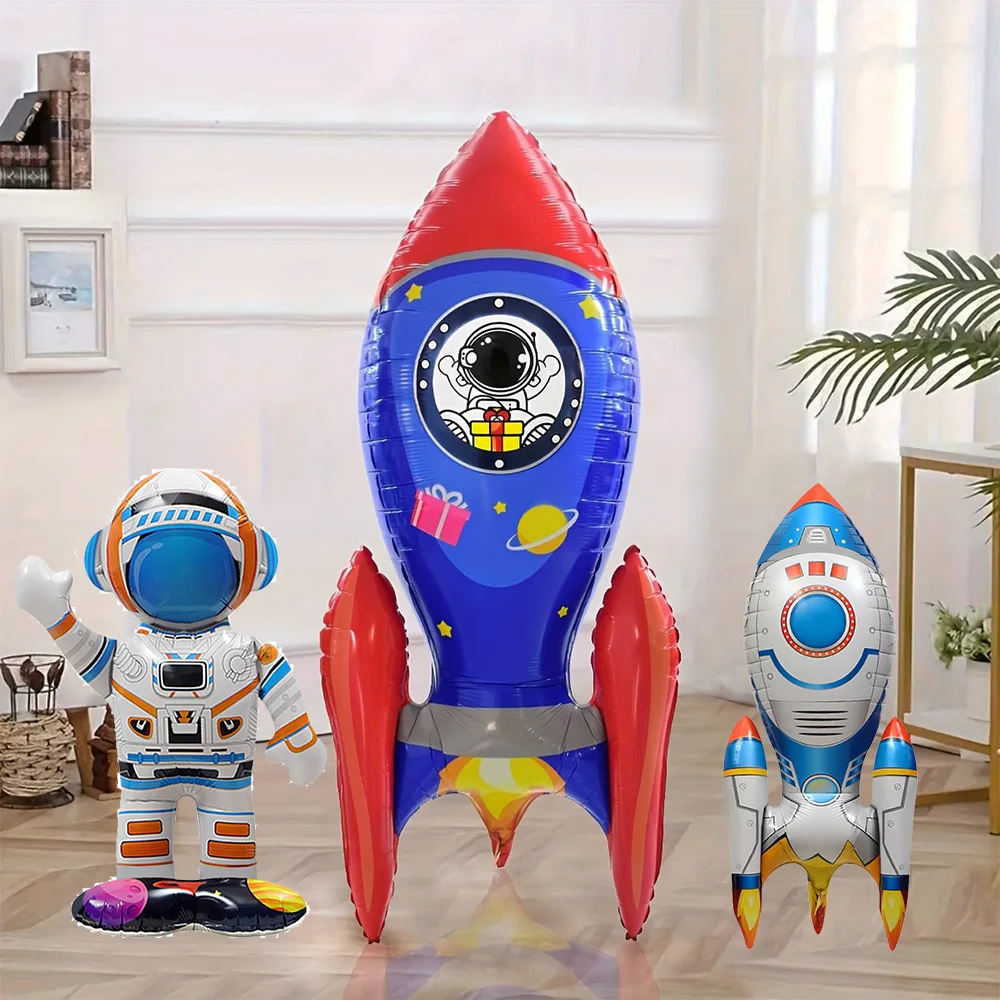 Decoración de globos para fiesta espacial, globo de astronauta de pie, globo de cohete, globo de astronauta para niño, decoración para fiesta de cumpleaños de astronauta espacial, regalo