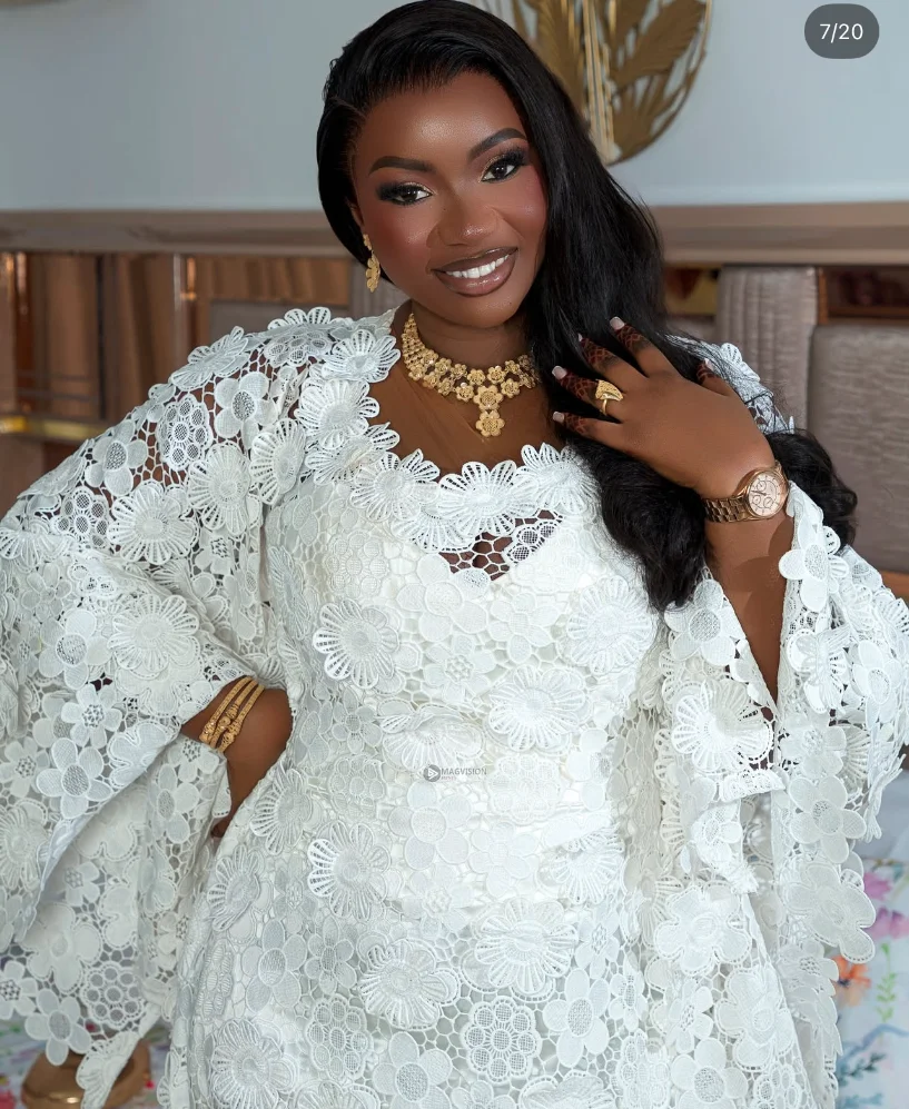 

Необработанный белый вышитый свадебный гипюровый кружевной 3D ткань для чашки-качалки, новейший африканский шнур для шитья, высокое качество