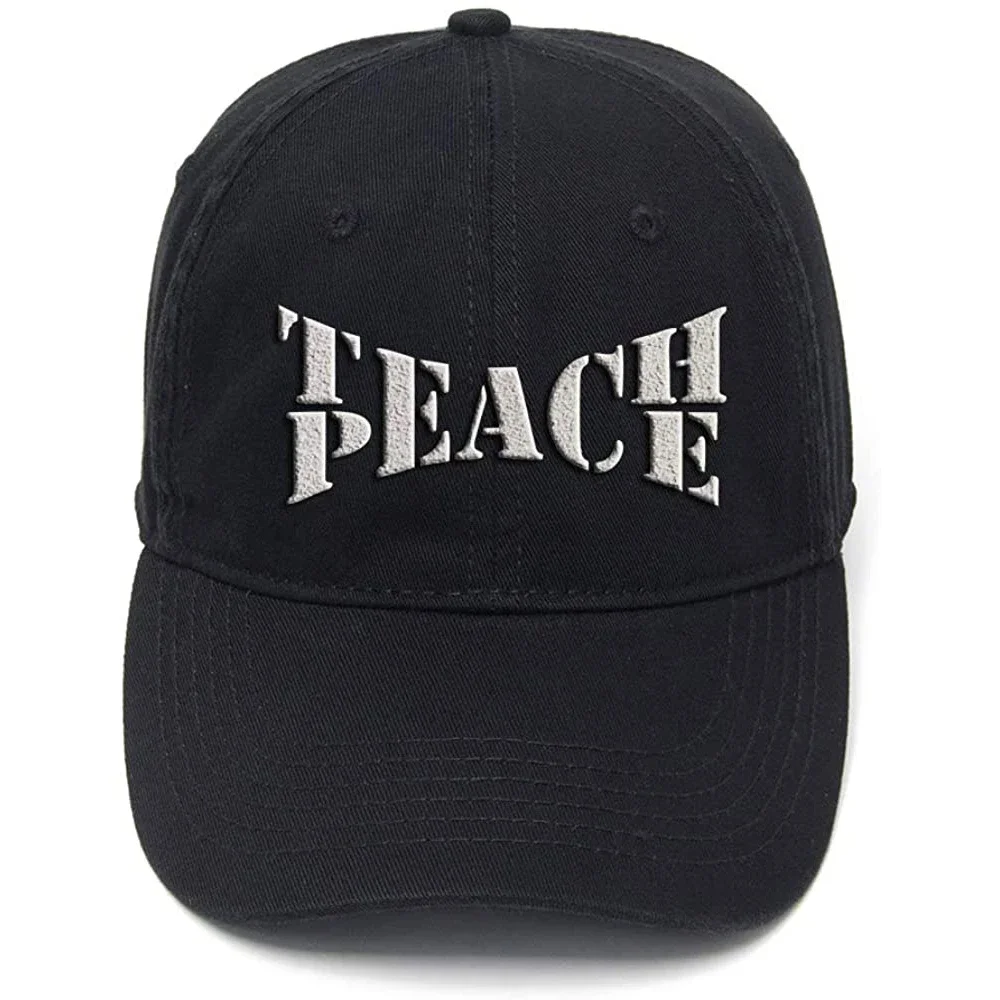 

Lyprerazy Teach Peace Anti-War Washed Cotton Adjustable Men Women Unisex Hip Hop Cool Flock Printing Baseball Cap