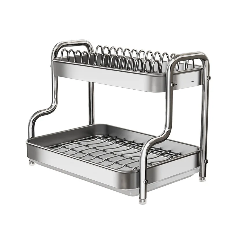 Stainless Steel Kitchen Shelf Multilayer Dish and Plate Drainer Multifunctional Dinnerware Organizer Non Slip Countertop Rack