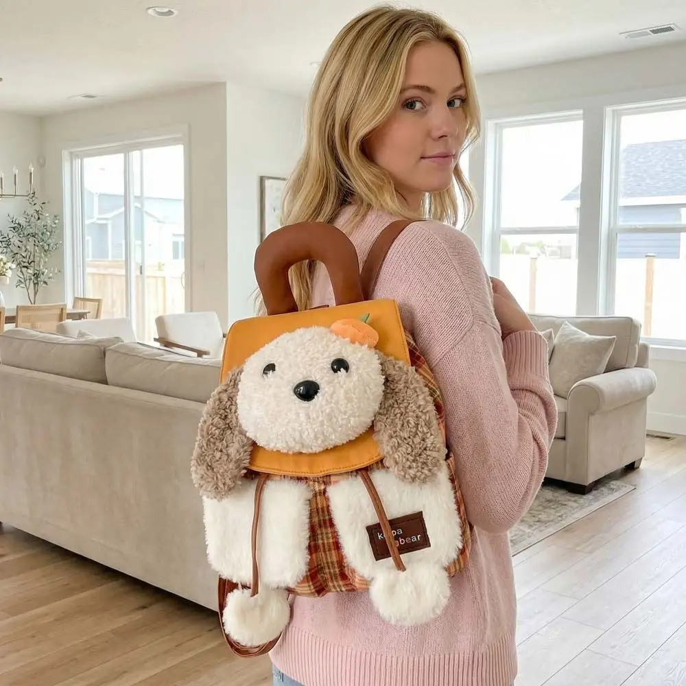 

Adjustable Straps Cartoon Dog Backpack Creative Large Capacity Rabbit Schoolbag Soft Portable Animal Shoulder Bag Lady