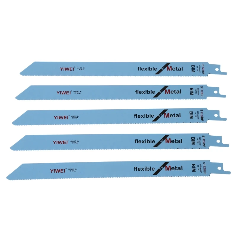 M6CF 5개 S1122BF 왕복 세이버 톱날 227mm 9" 금속 및 목재 절단용