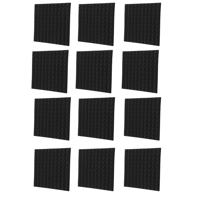 

12 Pack Pyramid Design Acoustic Foam Acoustic Foam 1.2Inch X 20Inch X 20Inch For Home & Pro Studios