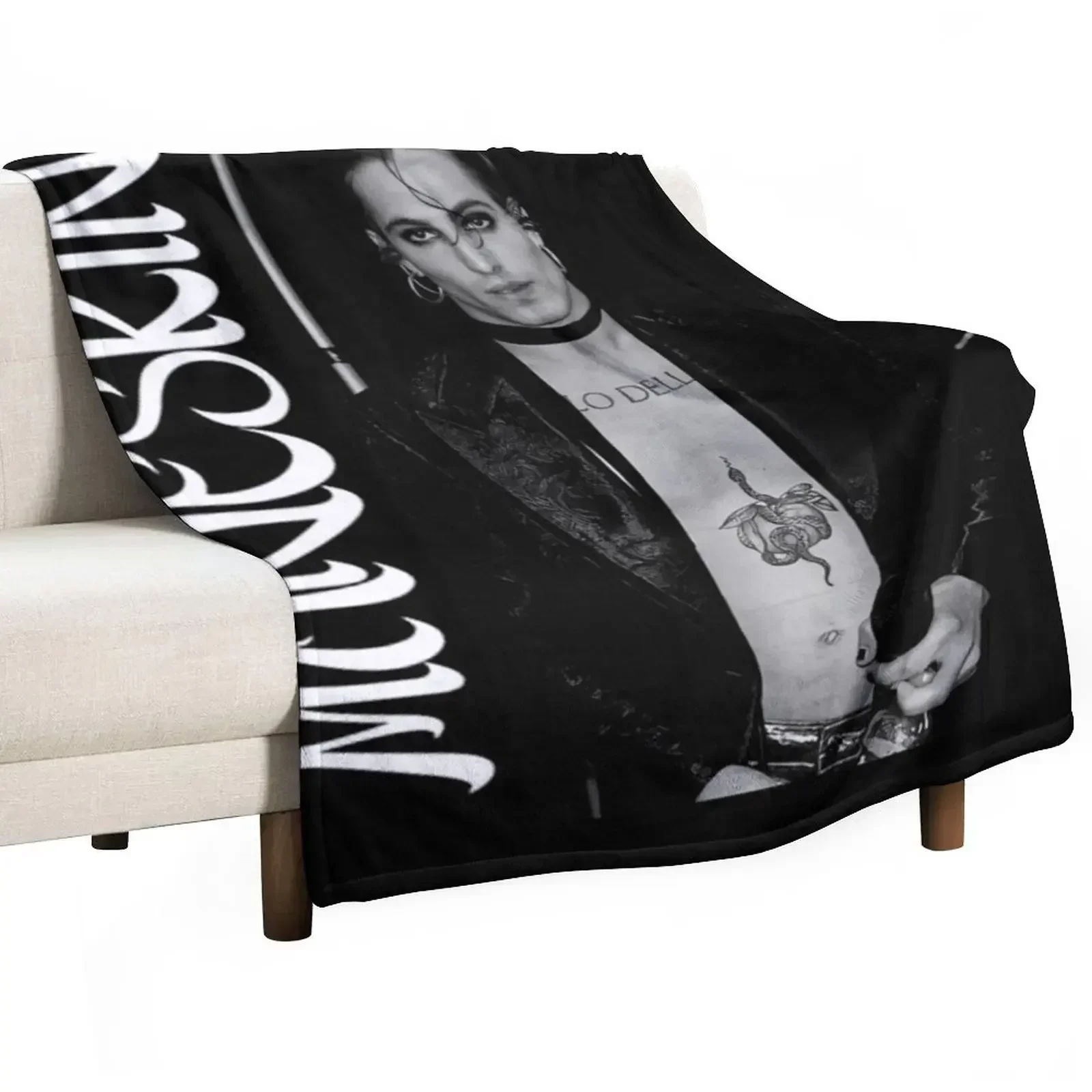 Damiano David Maneskin Throw Blanket for sofa Fashion Sofas Shaggy Blankets