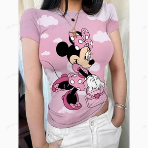 Kurzes weibliches Top mit runden Kragen und Dual Futter Slim Fit Basic t -Shirts Rauchwolkenprofi Collation 8 Hauptverkäufe Mickey - №8