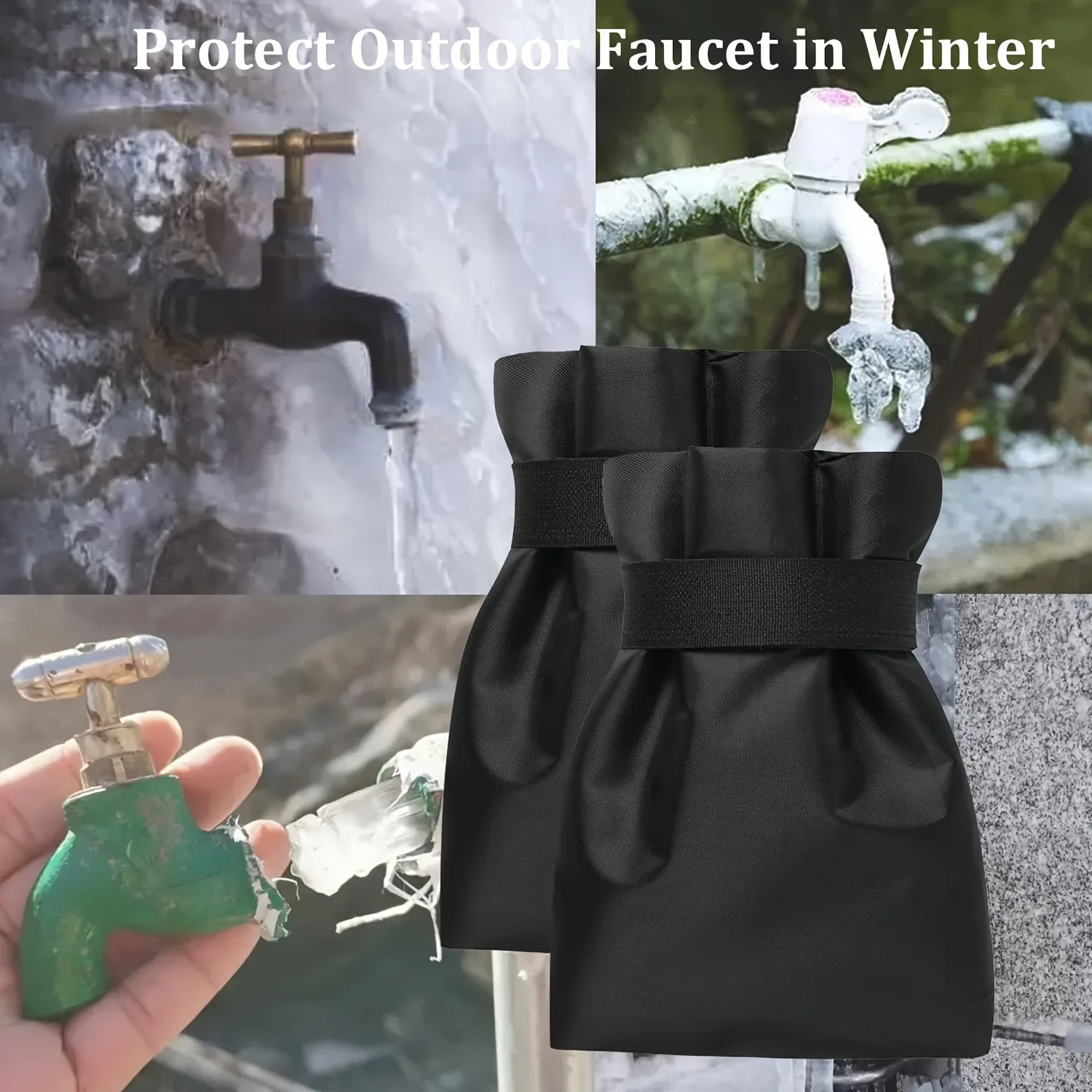 4‑Pack Modern Garden Faucet Socks, Thickened Reusable Freeze Protection Cover, Universal Fit for US & EU Thread Outdoor Taps