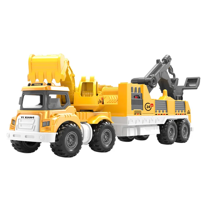 Simulación de aleación de excavación inercial, vehículo de rescate, modelo de remolque, juguete para niños, regalo de cumpleaños B216