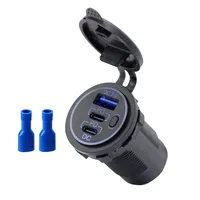 12V/24V Triple USB Outlet  60W USB-C Multiple Car Charger Socket PD3.0 & Two QC3.0 Ports with Touch Switch