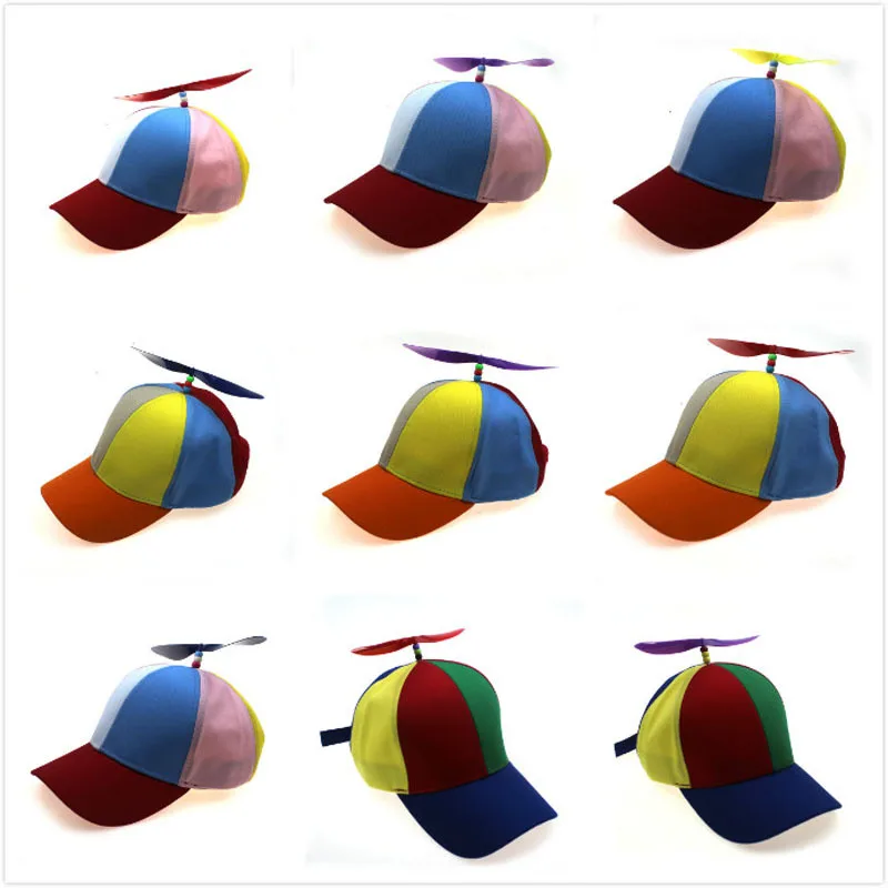 Fashion Colorful Bamboo Dragonfly Patchwork Baseball Cap Adult Kid Helicopter Propeller Funny Cotton Parent-child Snapback Hats view 2