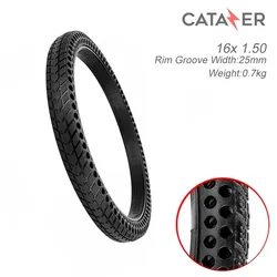 CATAZER 16 Inch Bicycle Solid Tire 16x 1.5/1.75 Non-pneumatic Airless Ever Tire with Cushioning Perforated Shock Absorbing Tyre