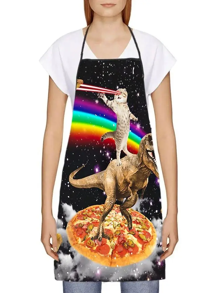 68X95 cm unisexe espace Pizza chat Meme bavoir tablier adulte femmes hommes Chef Tablier Cuisine pour Cuisine Cuisine drôle Animal cuisson