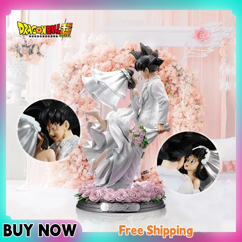 Dragon Ball 2024 Hot Selling 31cm Anime Action Figure Son Goku And Chichi Marry Wedding Decoration Collectible Model Gifts Toys