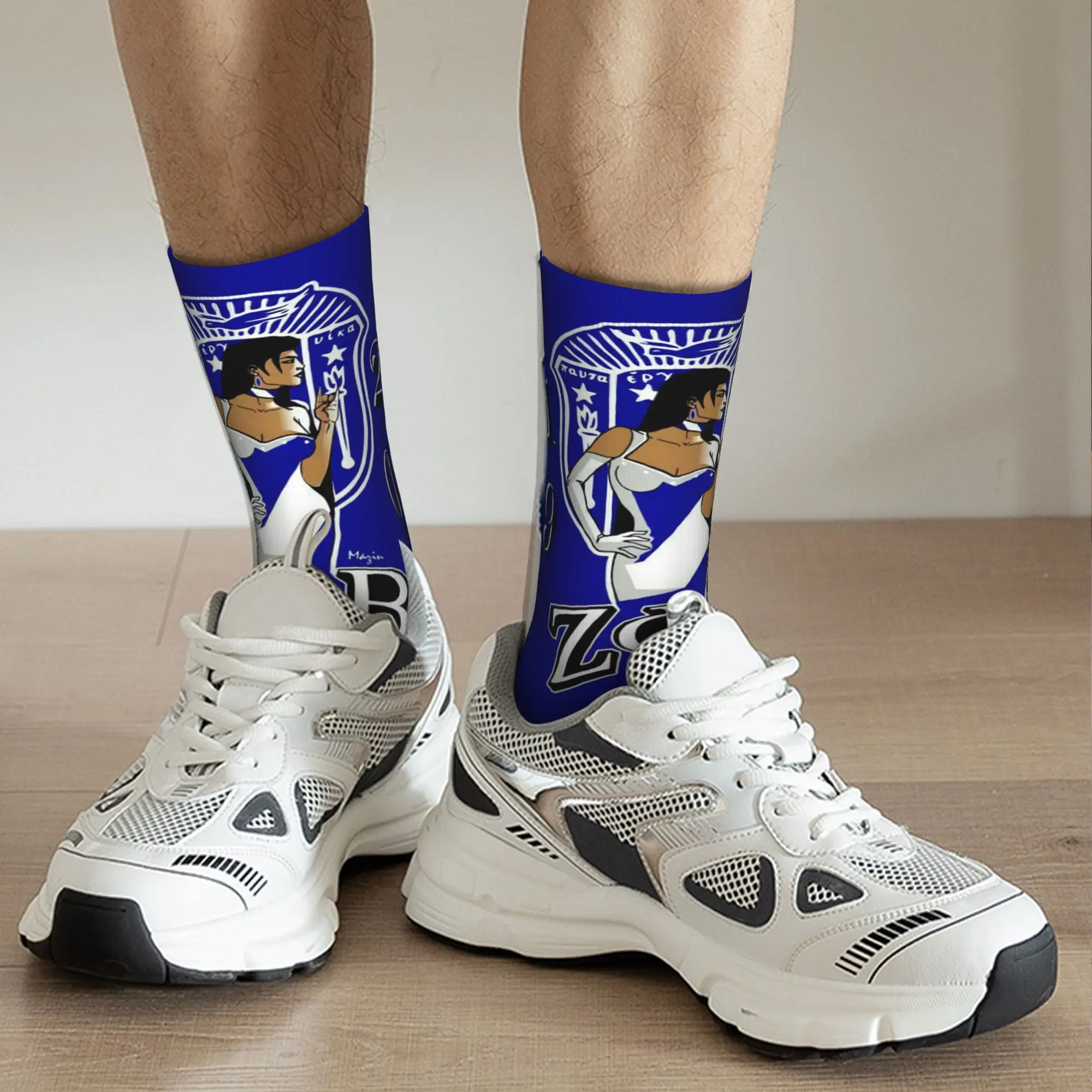 Custom Kawaii Mens Zeta Phi Beta ZOB Dress Socks Unisex Comfortable Warm 3D Printed Greek Letter 1920 Crew Socks