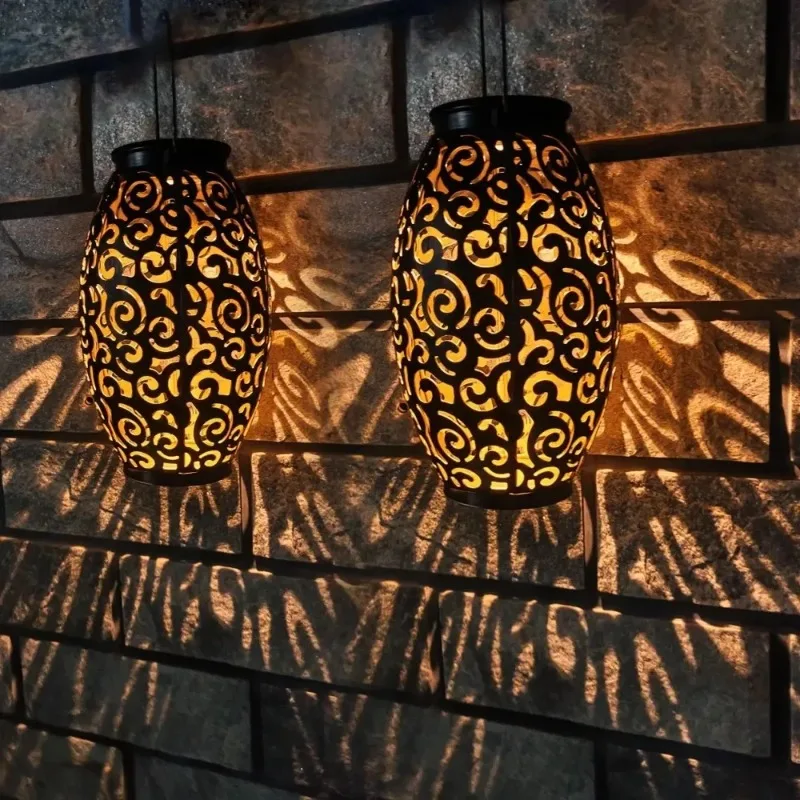 Solarlaternen, hängende Solarleuchten für den Außenbereich mit Griff, wasserdicht, dekorative Solar-Gartenleuchten aus Metall für Terrasse, Veranda, Weg