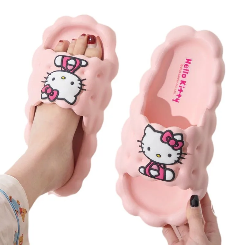 Zapatillas de Anime Sanrio Hello Kitty para mujer, pantuflas de interior, Comzy, zapatillas planas antideslizantes para casa, toboganes para