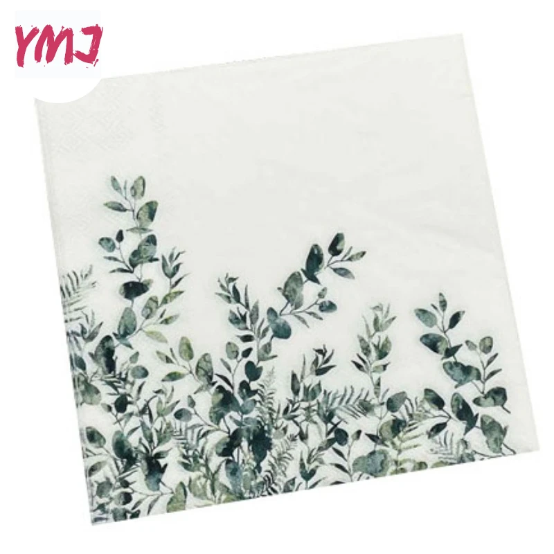 Kleurrijk Bedrukt Servet Groen Blad Western Restaurant Decoratief Houtpulp Papier Wegwerp Maagdelijk Papier 20 Stuks/Pac 33*33Cm 2ply