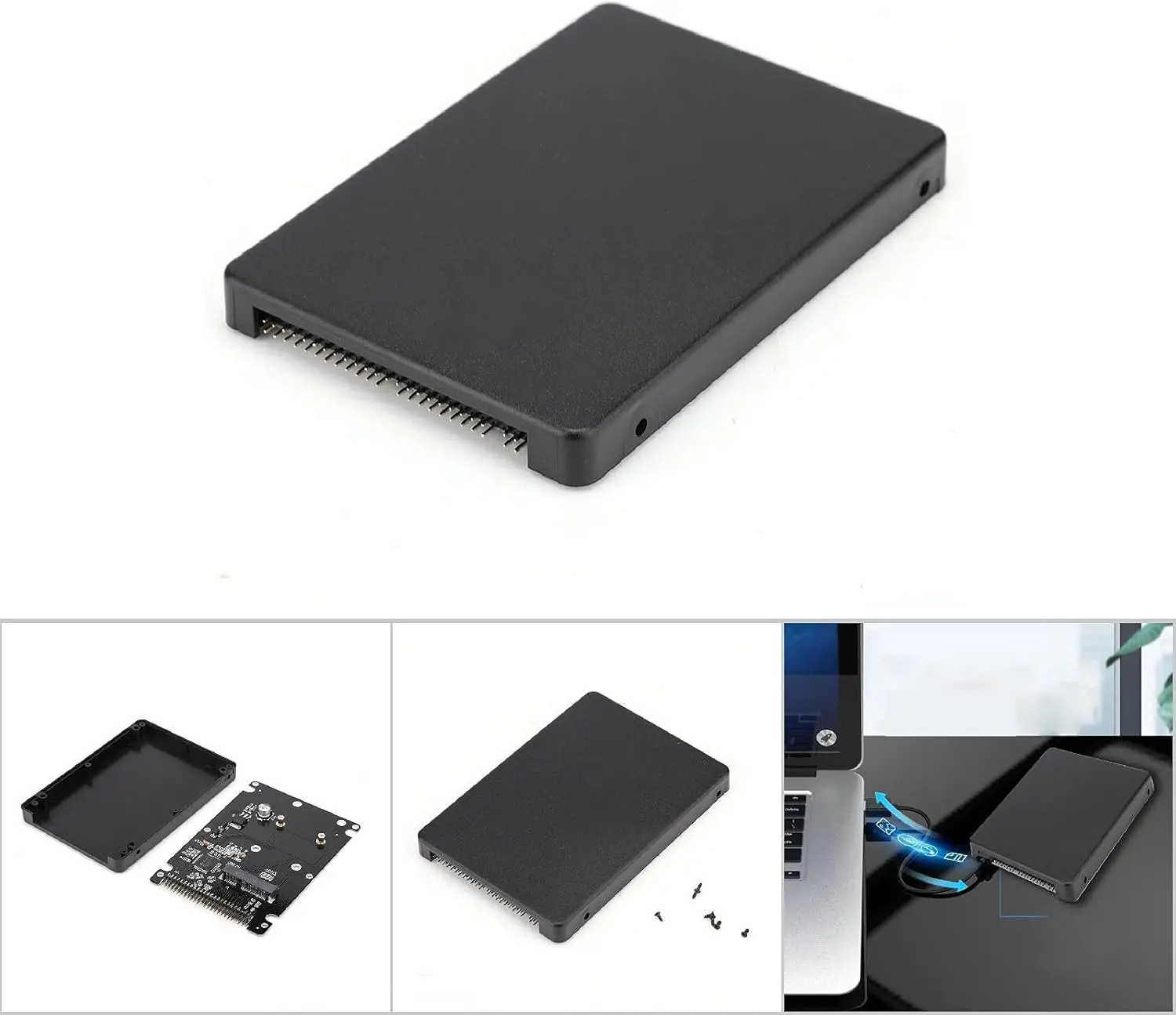 Hard Disk Enclosure,mSATA SSD to 2.5-Inch 44-Pin IDE Adapter with Shell,Stable Performance,Laptop PATA/IDE Hard Drive Shell Adap