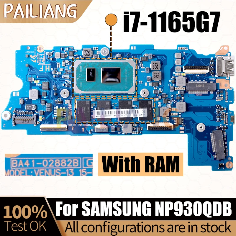 

For SAMSUNG NP930QDB Laptop Mainboard BA41-02910C BA92-22167B SRK01 i7-1165G7 With RAM Notebook Motherboard Full Test