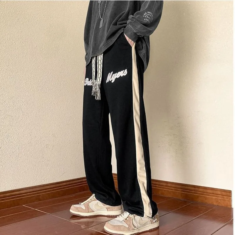 ワイドレッグ アメリカン スウェットパンツ メンズ 春秋 キャンパス カジュアル ルーズ