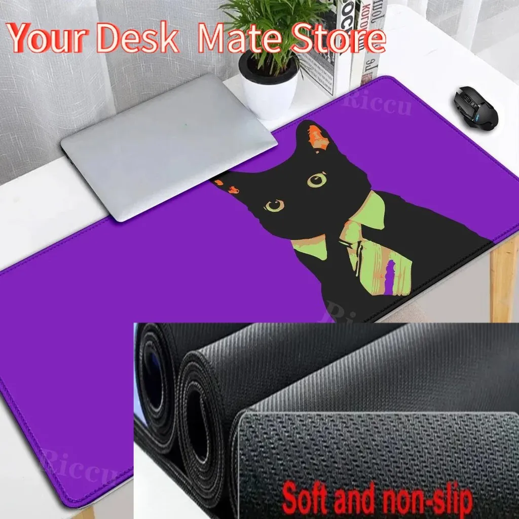 PC Gamer Cute Black Kitten Large Mouse Pad Non-Slip Gaming Accessories Computer Desk Mat Laptop Keyboard Kawaii Rubber Mouse pad