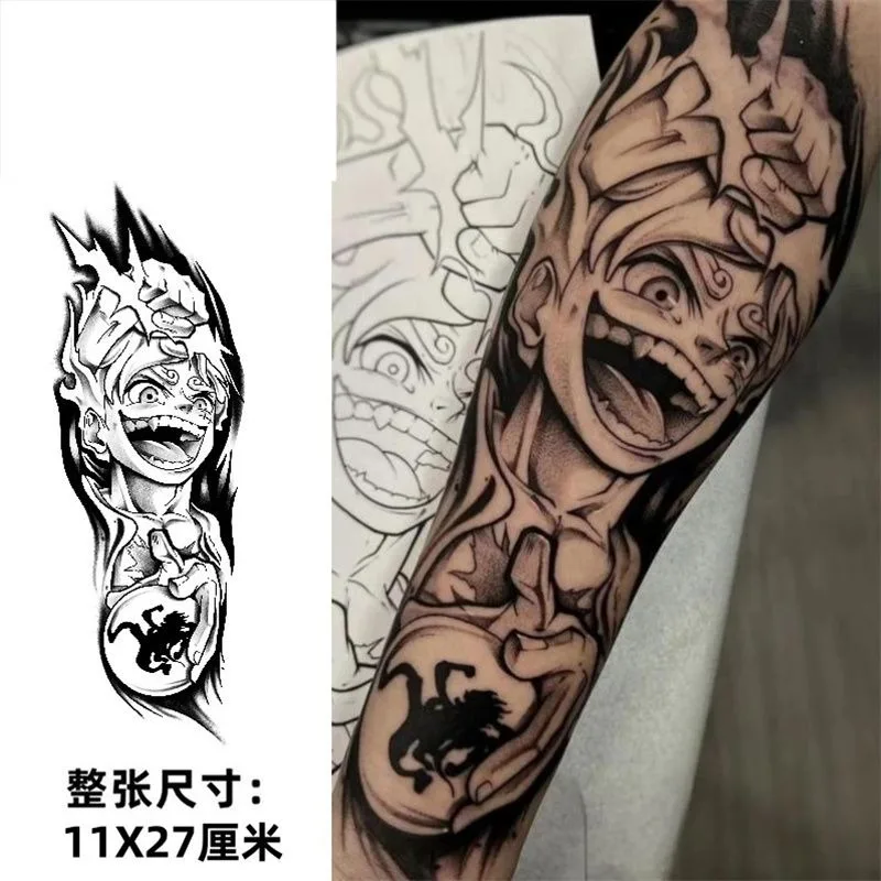 One Piece Luffy Tattoo Stickers Anime Herbal Water Transfer Stickers Adult Body Art Durable Non Fading Arm Fake Tattoo Toy Gifts